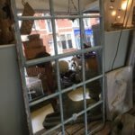 Cast Iron window frame mirror, all original