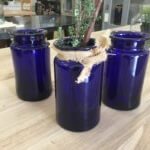 Vintage Blue Glass pickling Jars, jar, blue, handmade