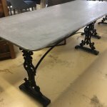 metal table, galvanised top.
