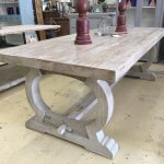 Vintage style dining table, with a chunky thick reclaimed top