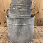 Galvanised Planter Pots 3 Sizes from arkvintage. Beautiful vintage look! These come in 3 different sizes and are fantastic for planting, or as an ice bucket for beer and champagne shop buy now online or in store camberley surrey