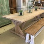 Solid oak table with "Union J" base