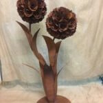 metal flower back in stock rusty industrial vintage very large