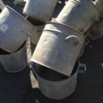 galvanised metal steel pots planters bins industrial vintage old