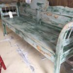 Original vintage French painted bench.