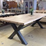 oak table steel industrial dining