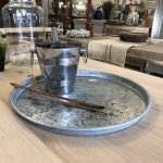 Metal Trays, Fabulous galvanised metal trays from a ski resort in the French Alps! 55cm diameter. circa 10 in store 26/01/18. Contact us for availability.