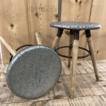 Stool With Galvanised Metal Top from arkvintage.com. Beautiful industrial inspired stools. They have sanded back rustic wooden legs see pictures for more detail. Buy now online or shop in store, Camberley Surrey.