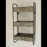 Metal Shelf Industrial Style from arkvintage. 3 tier unit with draw type shelves. Useful piece with a great urban look. Available to purchase online now. P&P £5. buy shop online galvanised metal shelving arkvintage camberley surrey