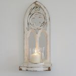 Mirror Candle Sconce Holder from arkvintage.com. Beautiful wooden mirror sconce with a glass cylinder that you can place a candle inside