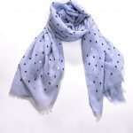 Scarf Blue Diamond Print msh at arkvintage.  A blue scarf with beautiful navy and silver diamond print throughout. Shop and buy now online or in store, Camberley Surrey.