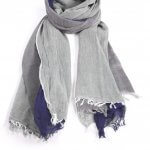 Scarf Trio Colour msh at arkvintage. A scarf with a trio of colours, including light grey, dark grey and navy blue. It has tassel effect ends. t home on the beach or at work! Buy online or in store, Camberley Surrey.