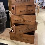 Champagne box, stencilled wooden box. Check pictures and sizes. Price includes P&P. 33cm L x 20cm W x 13cm D