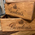 GORDONS GIN box stencilled wood wooden online buy now with P&P